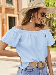 Off Shoulder Ruffle Edge Shirt Mssza