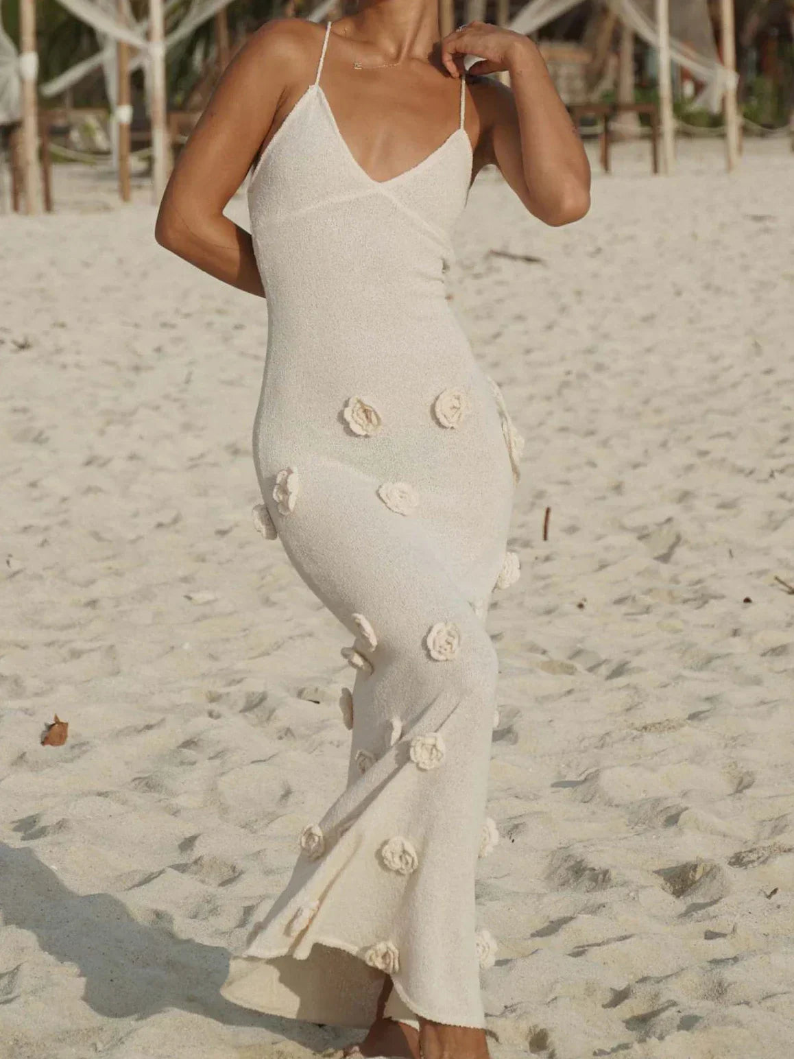 Halter Neck Flower Patchwork Lace-up Maxi Dress Mssaz Desses