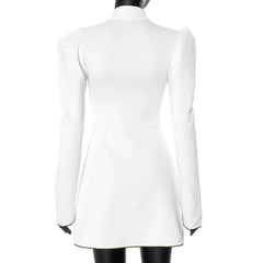 Lace-Up White V-Neck A-Line Short Dress Mssaz Desses