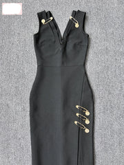 Sleeveless V Neck Bandage Long Dress Mssaz Desses