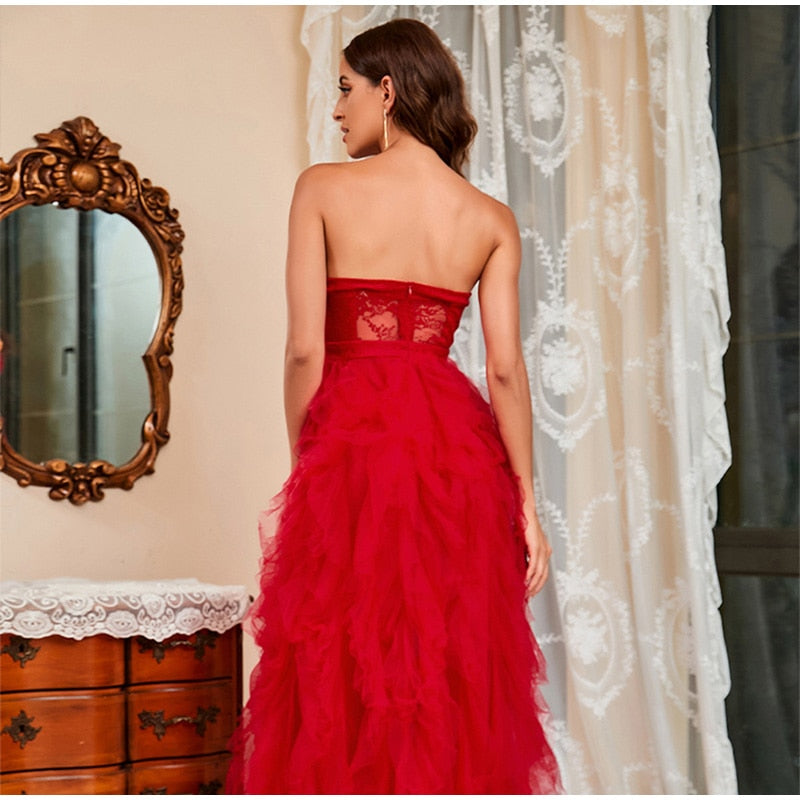 Lace Mesh Off Shoulder High Waist Evening Dress Mssaz Desses