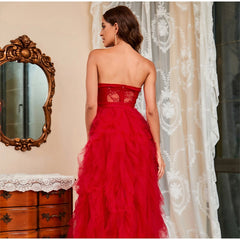 Lace Mesh Off Shoulder High Waist Evening Dress Mssaz Desses
