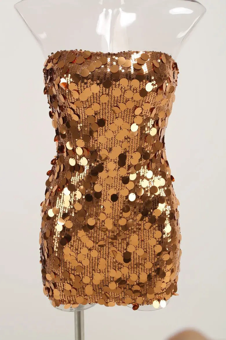 Sequins Strapless Bodycon Mini Dress Mssaz Desses