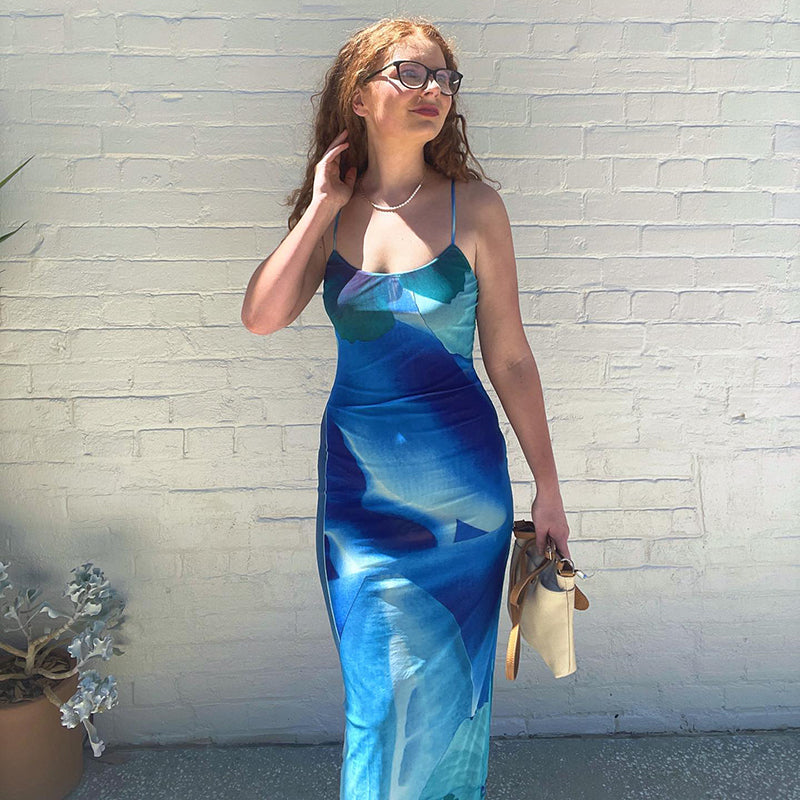 Blue Boho Printed Yellow Sundress Mssaz Desses