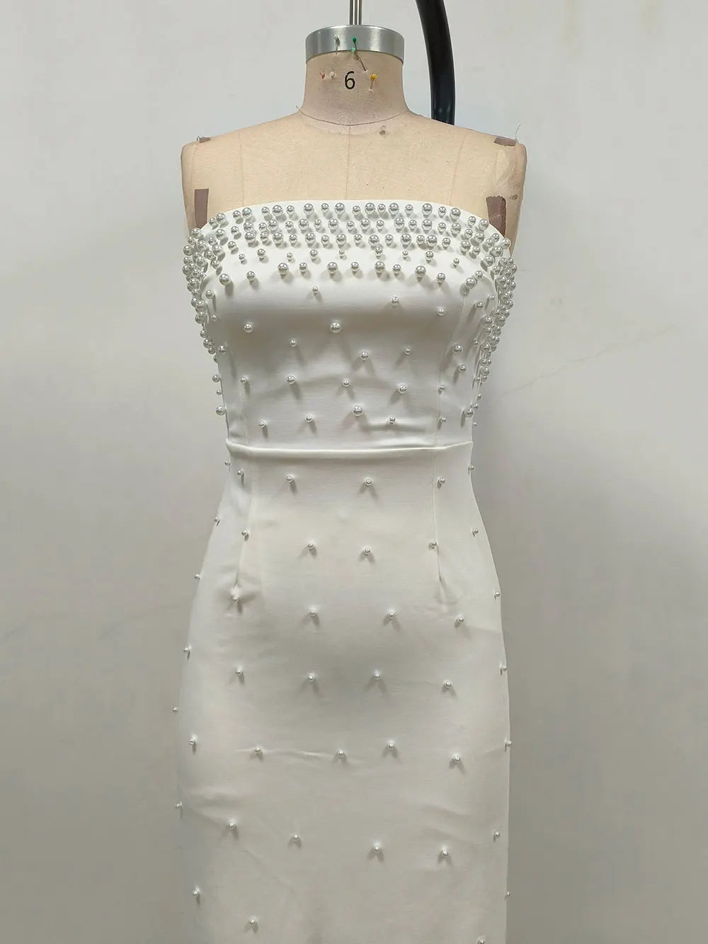 Pearl Design Bandage Strapless Long Dress Mssaz Desses