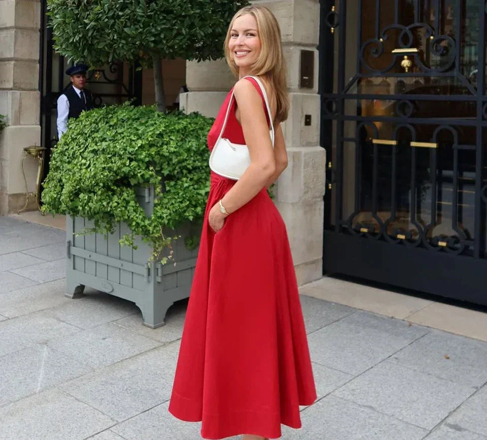 Solid Halter Backless Long Dress Mssaz Desses