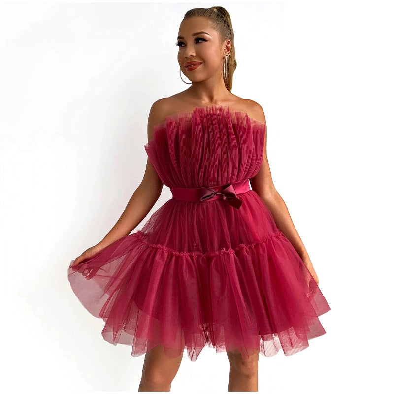 Off Shoulder Mesh Tutu Dress Bodycon Lace Short Dress Mssaz Desses