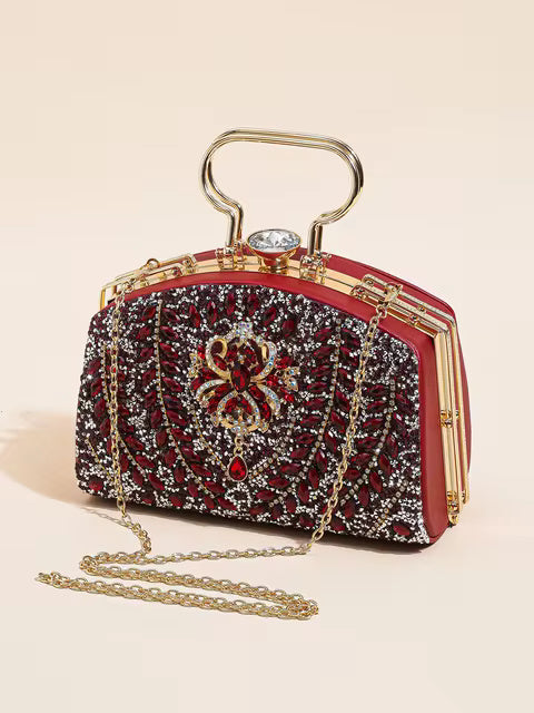 Elegant Beads Decor Mini Satchel Glitter Luxury Clutch Mssza