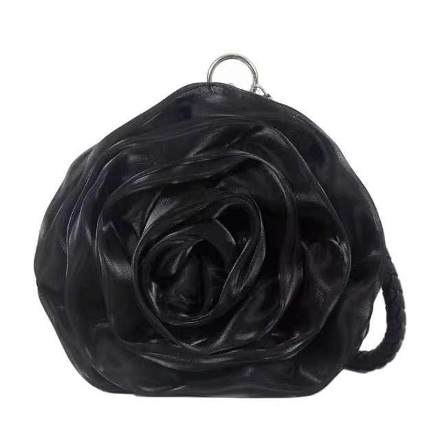 Silk Satin Rose Flower Clutch Purse Mssza
