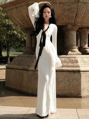 Long Sleeved Ruffled Slit Maxi Dress for Women Mssaz Desses