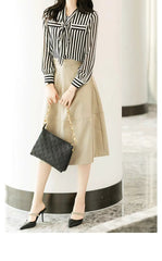 Elegant Striped Printing Long Sleeve Shirt Mssza