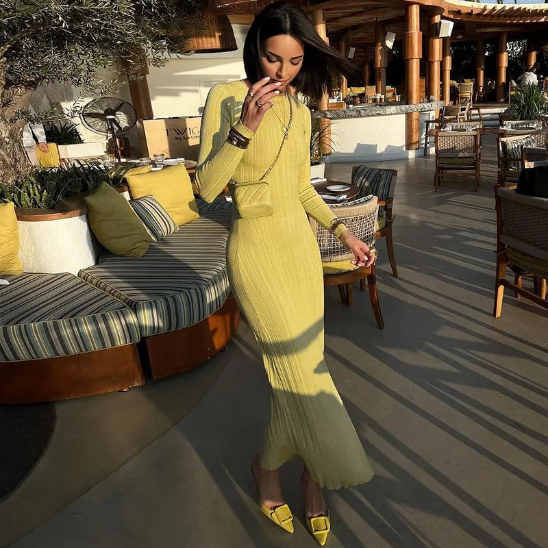 Ribbed Long Sleeve Maxi Dress Mssaz Desses