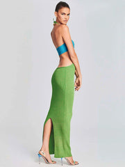 Halter Neck Shoulder Bikini Wrap Knit Beach Cover-Up Mssaz Desses