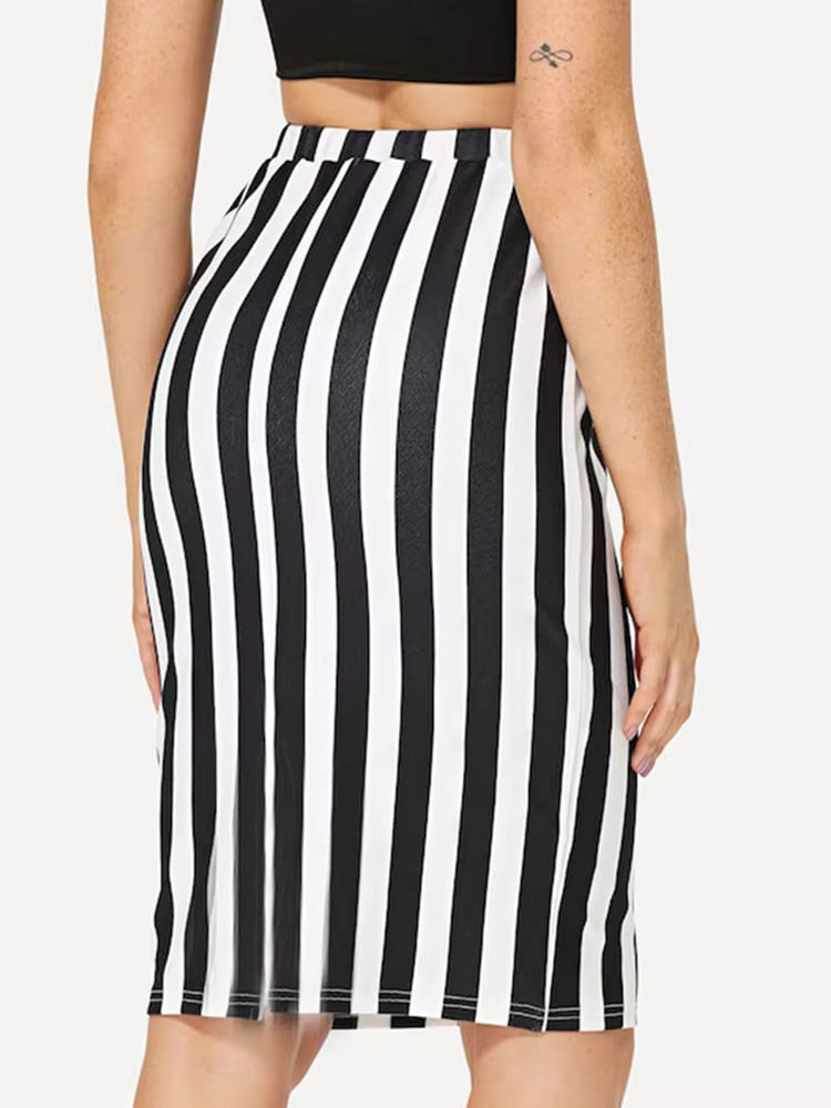 Striped Printed casual High Waist Elastic Pencil Skirts Mssza