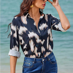 Button-Up Shirt with Loose Fit and Floral Patterns Mssza