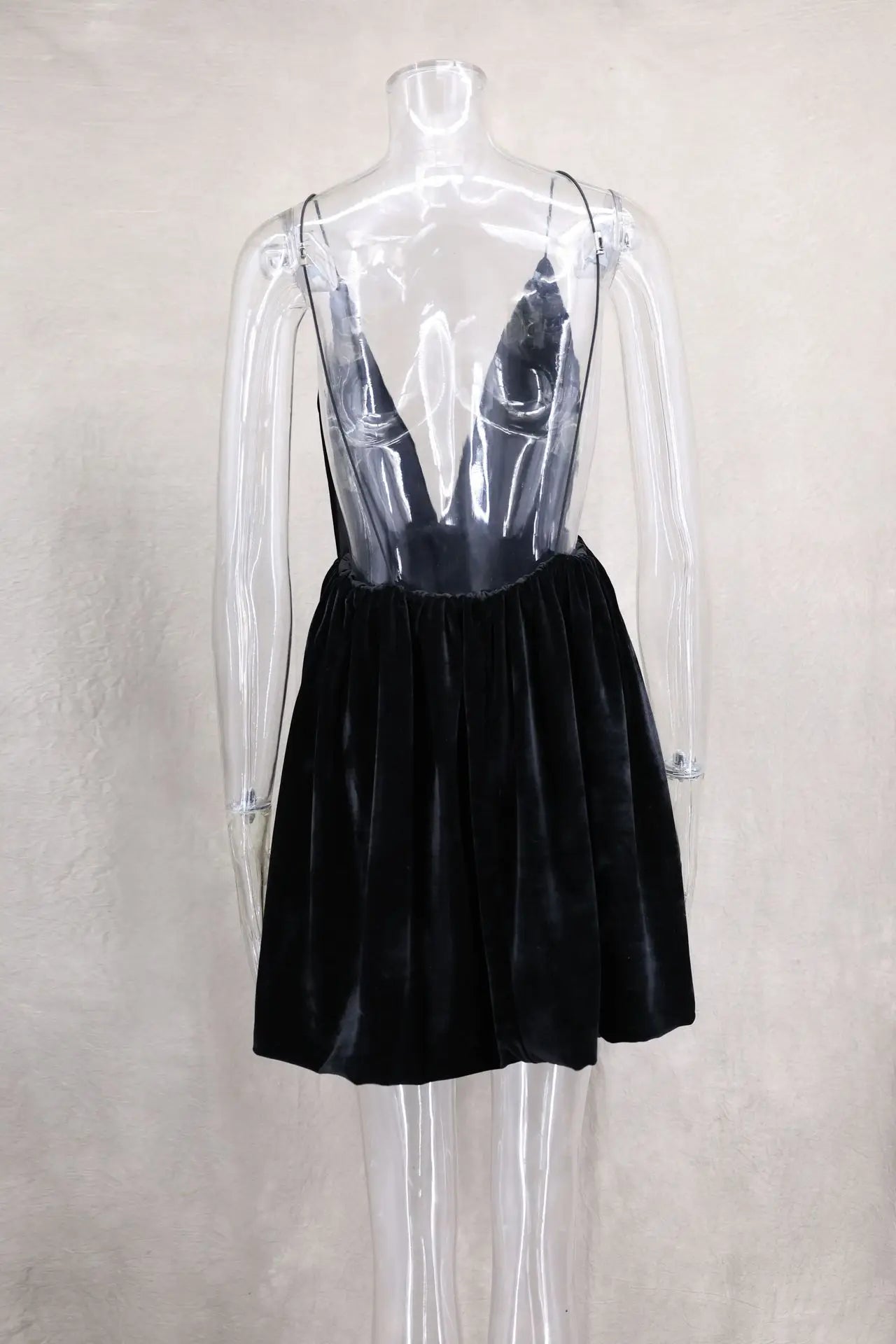 Velvet Deep V Neck Mini Lantern Dress Mssaz Desses