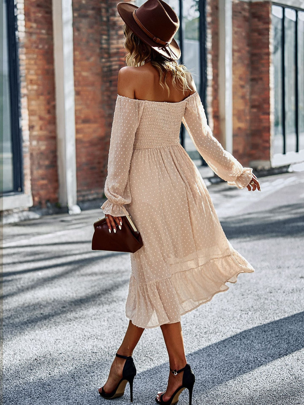 Chic Lace Lantern Sleeve Ruffles Square Collar Dress Mssaz Desses