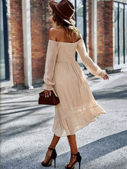 Chic Lace Lantern Sleeve Ruffles Square Collar Dress Mssaz Desses