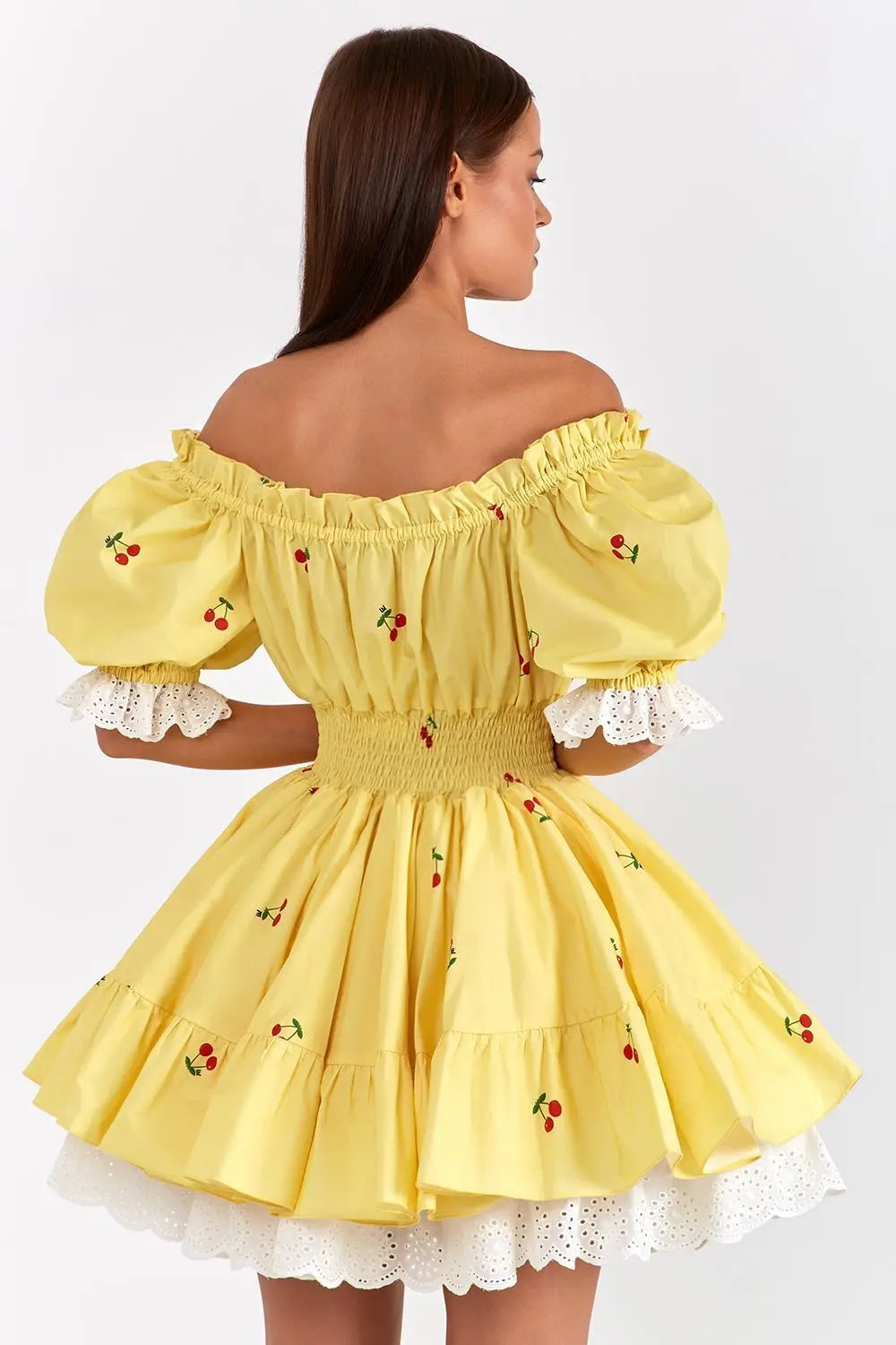Print Puff Sleeve Ruffles Lace-up Mini Dress Mssaz Desses