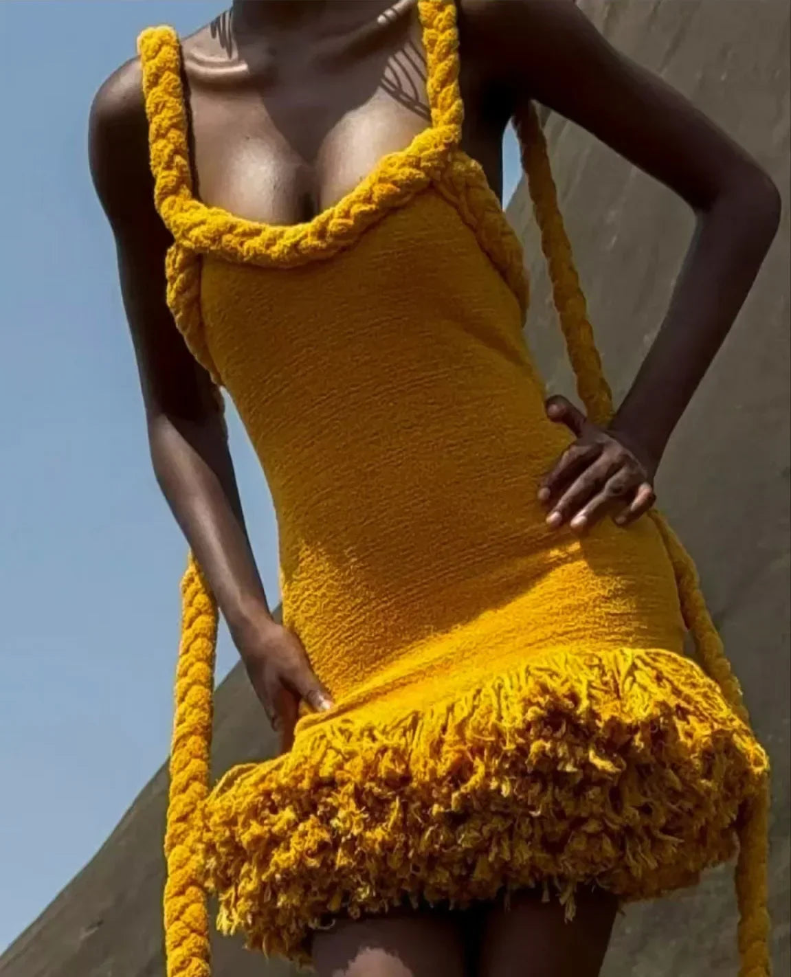 Fluff Patchwork Halter Mini Dress Mssaz Desses
