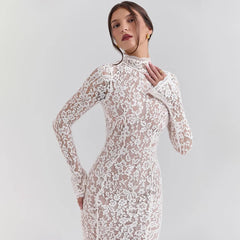Lace Half High Neck Fishtail Dress Mssaz Desses