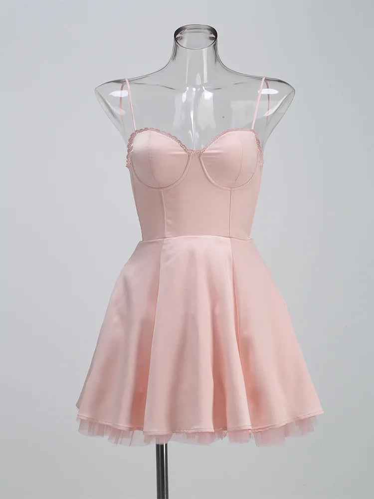 Solid Fit And Flare Spaghetti Strap Mini Dress Mssaz Desses