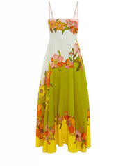 Sophisticated. Modern And Unique Print Strap Midi Dress Mssaz Desses