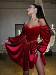 Velvet Strapless Mini Dress Off Shoulder Party Outfit Mssaz Desses