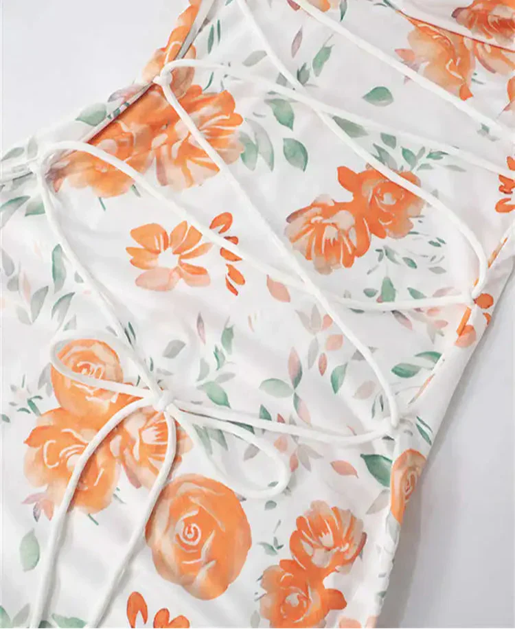 Floral Print Spaghetti Strap Long Dress Mssaz Desses
