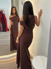 Oblique Shoulder Backless Maxi Dress Mssaz Desses
