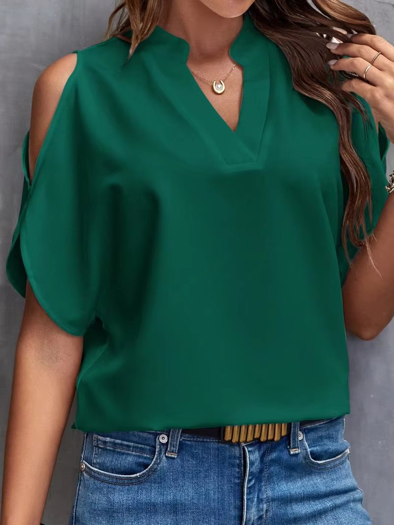 Elegant Off Shoulder Trend Loose Short Sleeve Shirts Tops Mssza