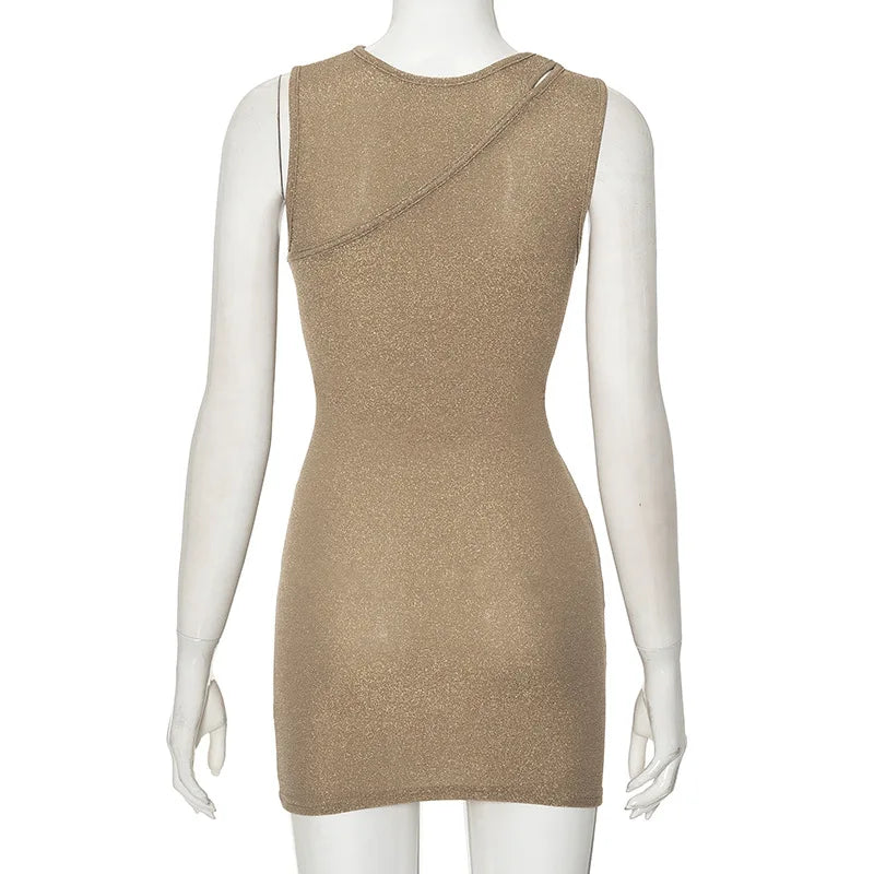 Beige Sequin Wrap Mini Dress Mssaz Desses