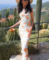 Floral Print Spaghetti Strap Long Dress Mssaz Desses