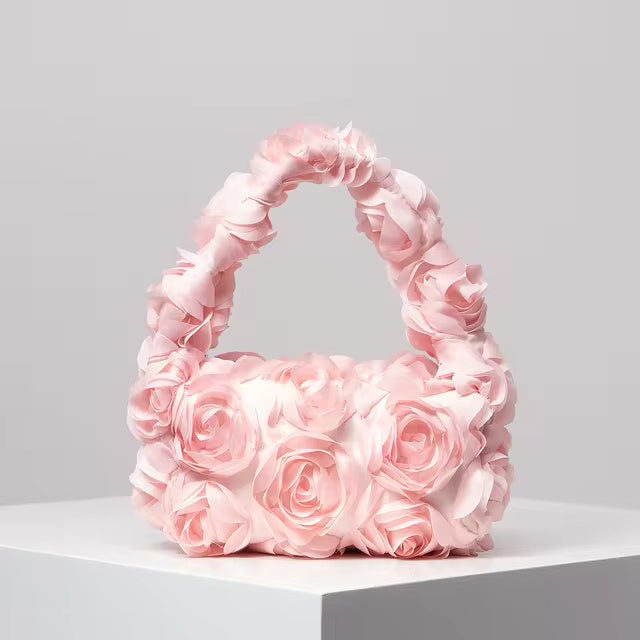 Elegant Rose Pattern Cute Small Square Handbag Mssza