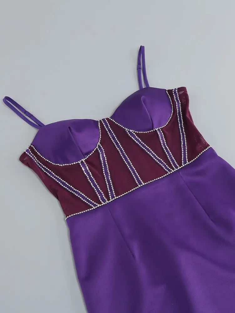 Purple Spaghetti Strap Short Dress Party Gown Mssaz Desses