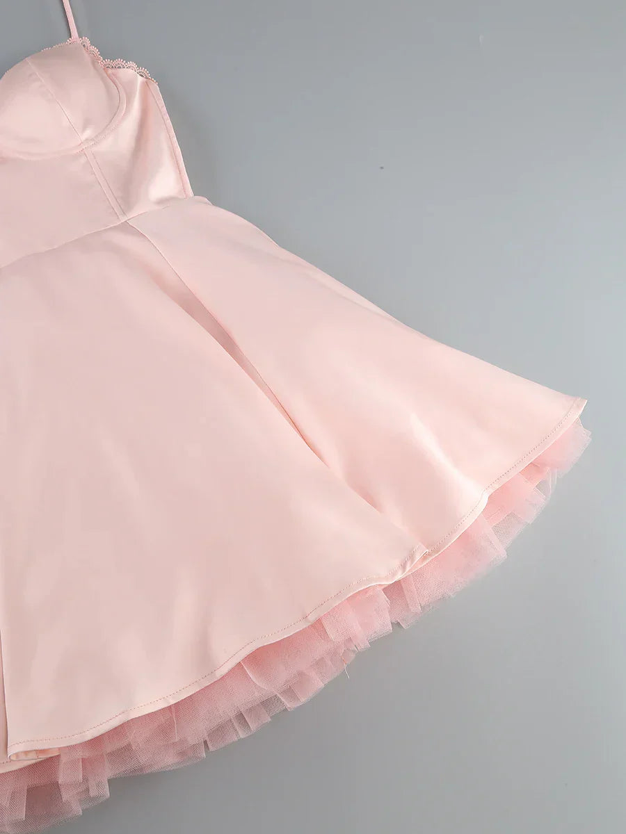 Solid Fit And Flare Spaghetti Strap Mini Dress Mssaz Desses
