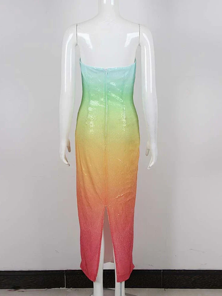 Sequin Ombre Midi Dress Mssaz Desses