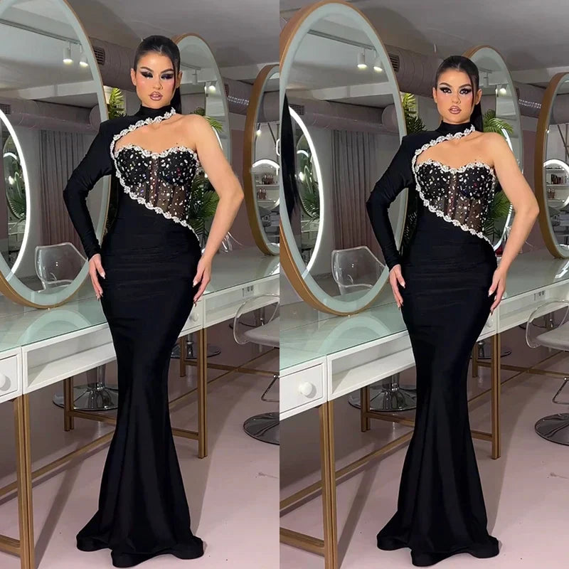 Black Diamond Maxi Dress Turtleneck Mssaz Desses
