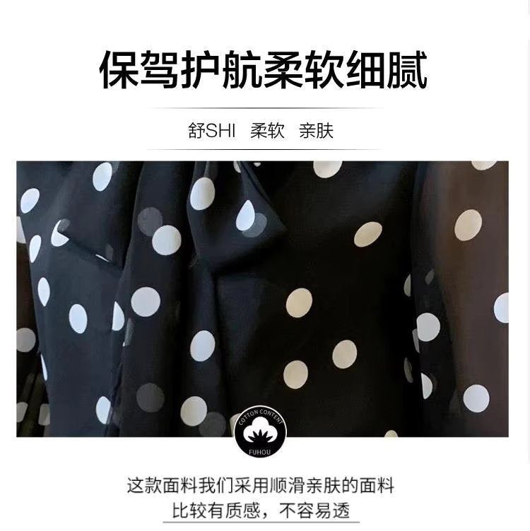 Turn-down Collar Bow Pattern Long Sleeve Single Breasted Tops Mssza