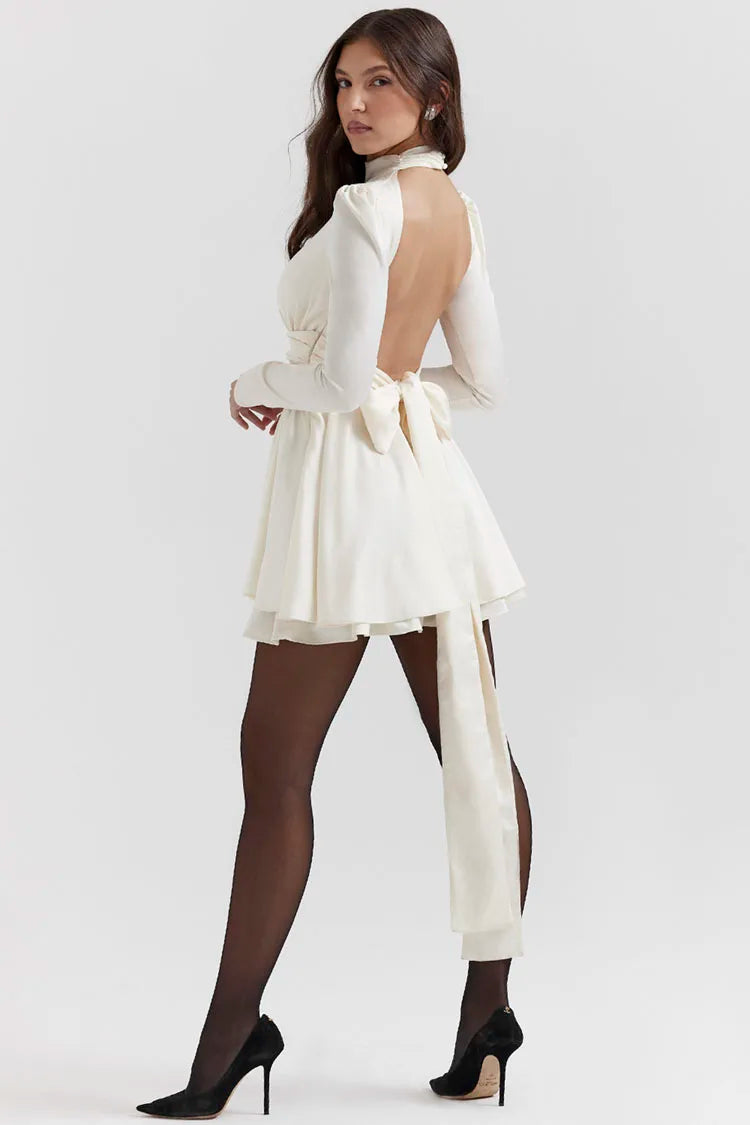 White Satin Mini Dress Mssaz Desses