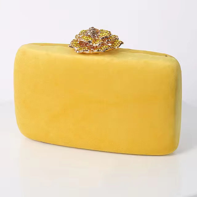 Elegant Velvet Flower Chain Banquet Box Clutch Mssza