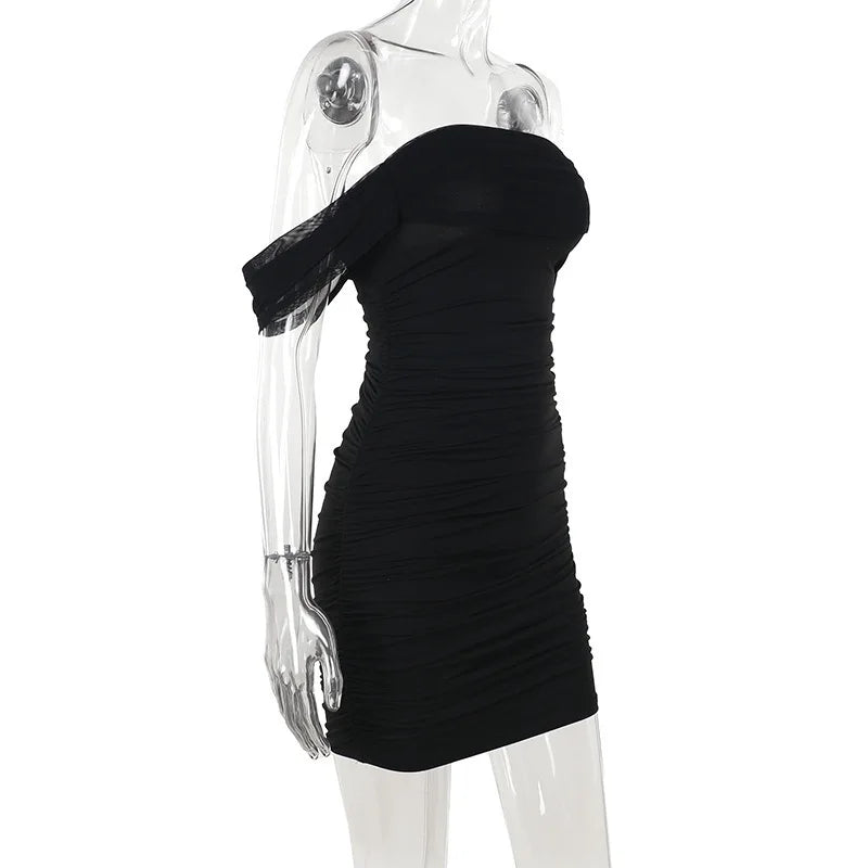 Off the Shoulder Short Sleeve Mini Dress Mssaz Desses