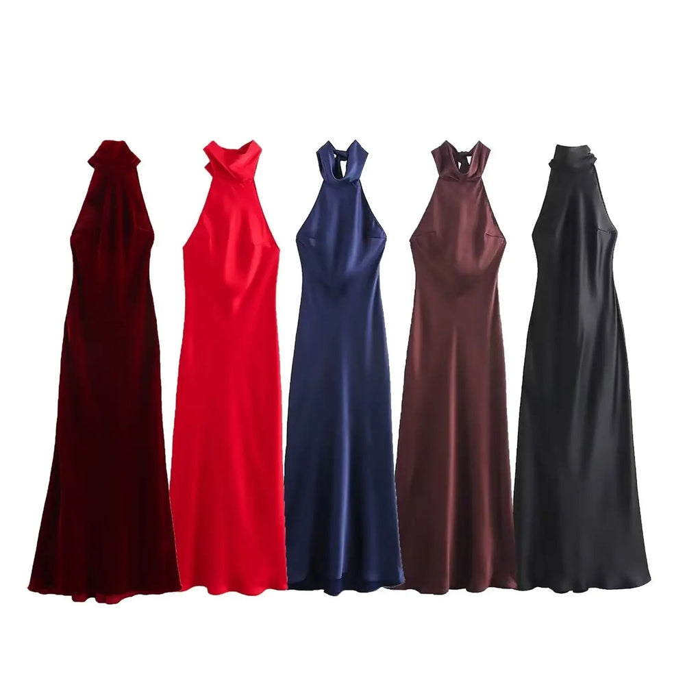 Solid Sleeveless Backless Bow Zipper Long Dress Mssaz Desses