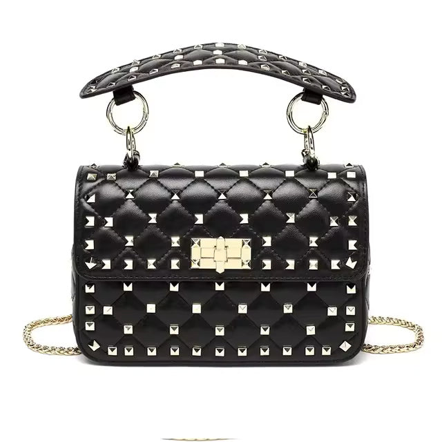 Sheepskin Leather Rivet Chain Leather Designer Shoulder Bags Mssza