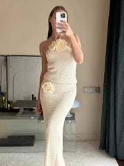 Knitted Crochet Slim Halter Beachwear Cover-Up Dress Mssaz Desses
