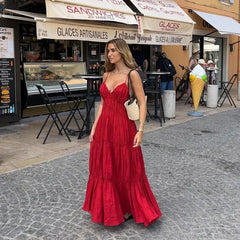 Sling A-line Sleeveless Deep V-neck Dress Mssaz Desses