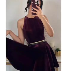 Solid Tank Velvet Mini Dress Mssaz Desses