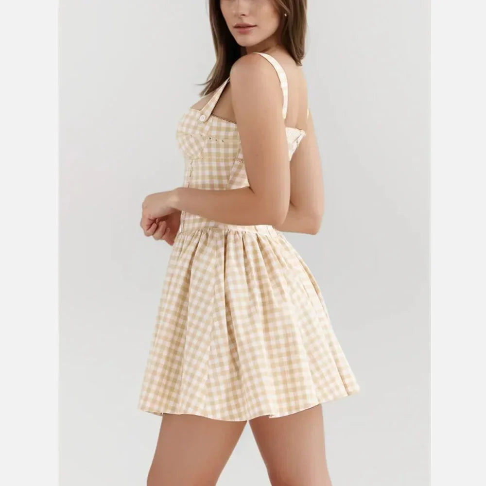 Cross Ribbon Folds Hem Ball Gown Swing Mini Dress Mssaz Desses