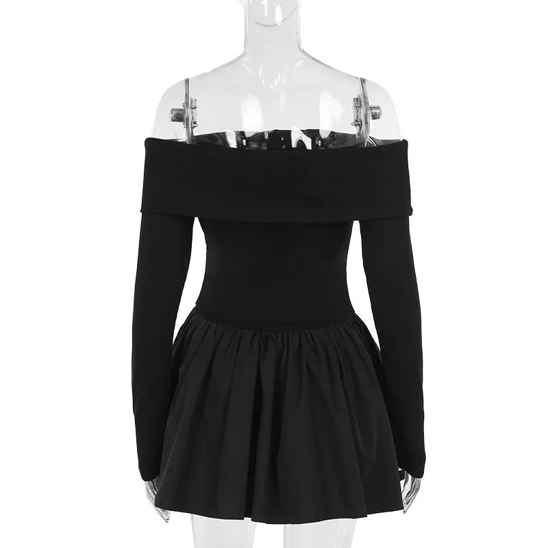 Off Shoulder Backless Slash Neck Mini Dress Mssaz Desses