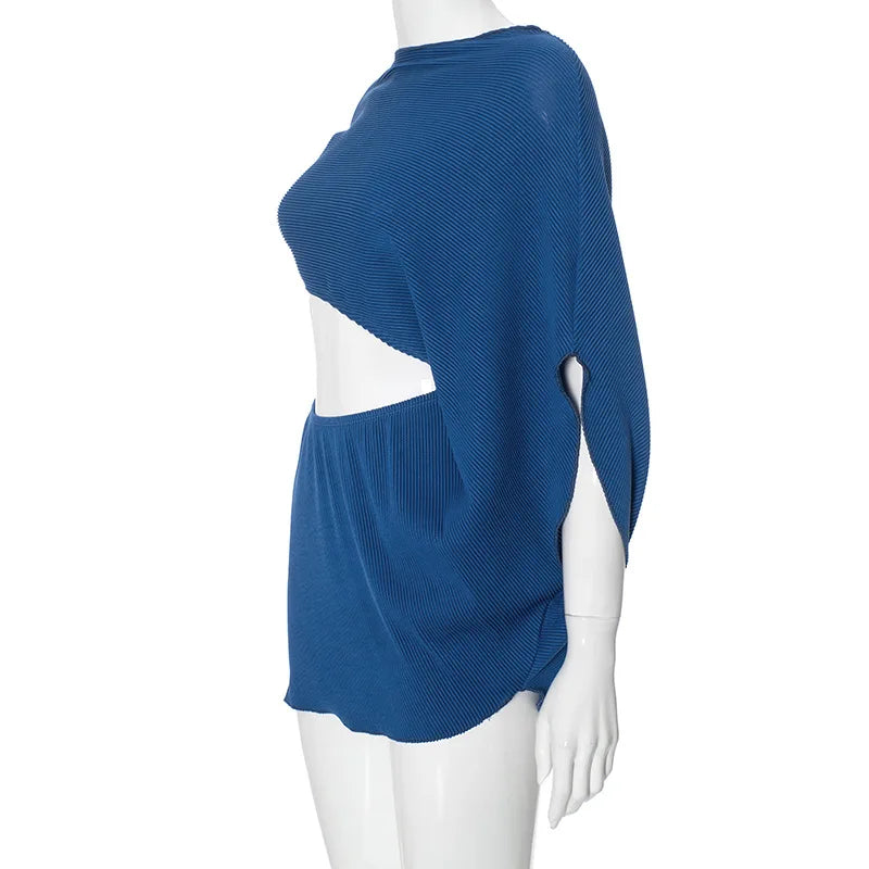 Cutout Mini Dress Short Sleeve & Loose Fit Mssaz Desses